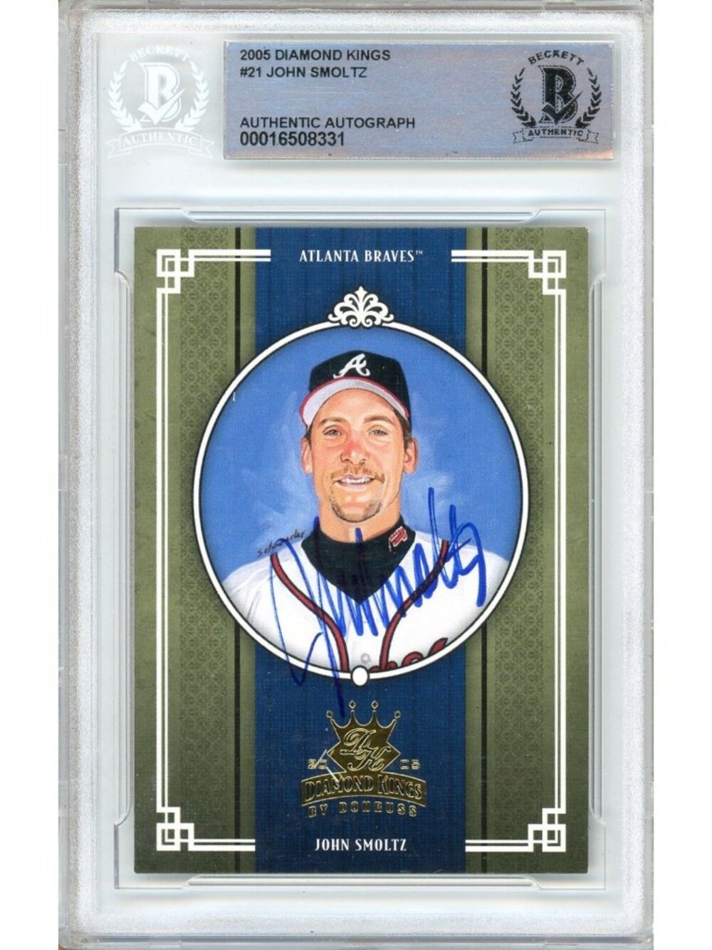 John Smoltz Signed 2005 Donruss Diamond Kings #21 Braves BAS Slabbed Auto HOF